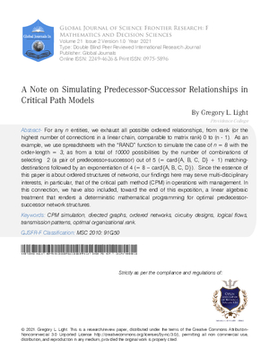A Note on Simulating Predecessor-Successor Relationships in Critical Path Models