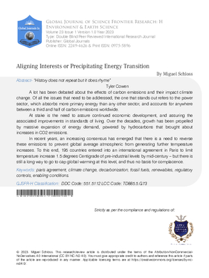 Aligning Interests or Precipitating Energy Transition