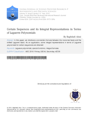 Certain Sequences and its Integral Representations in Terms of Laguerre Polynomials
