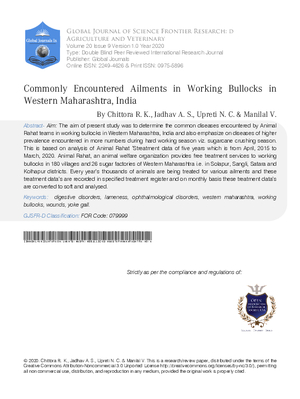 Commonly Encountered Ailments in Working Bullocks in Western Maharashtra, India