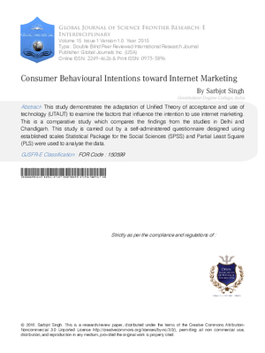 Consumer Behavioural Intentions toward Internet Marketing