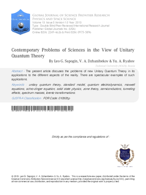 Contemporary Problems of Sciences in the View of Unitary Quantum Theory