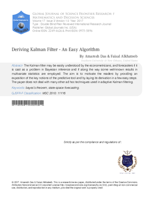 Deriving Kalman Filter - An Easy Algorithm