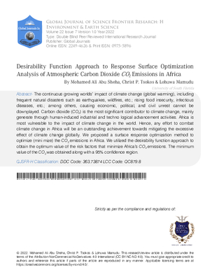 Desirability Function Approach to Response Surface Optimization Analysis of Atmospheric Carbon Dioxide CO2 Emissions in Africa