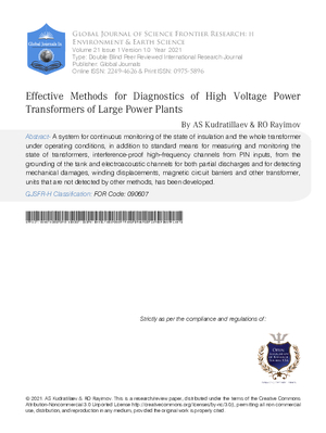 Effective Methods for Diagnostics of High Voltage Power Transformers of Large Power Plants