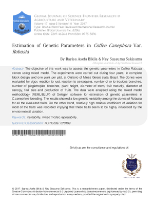 Estimation of Genetic Parameters in Coffea canephora Var. Robusta