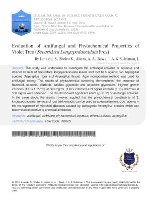 Evaluation of Antifungal and Phytochemical Properties of Violet Tree (Securidaca Longepedunculata Fres)