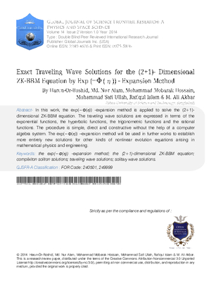 Exact Traveling Wave Solutions for the (2+1)-Dimensional ZK-BBM Equation by Exp )) ( ( i i i-Expansion Method
