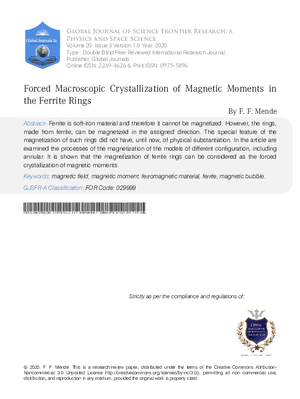 Forced Macroscopic Crystallization of Magnetic Moments in the Ferrite Rings