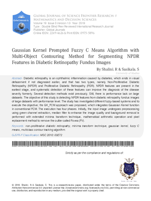 Gaussian Kernel Prompted Fuzzy C Means Algorithm with Multi- Object Contouring Method for Segmenting NPDR Features in Diabetic Retinopathy Fundus Images