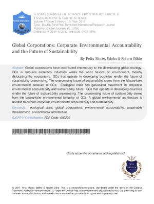 Global Corporations: Corporate Environmental Accountability and the Future of Sustainability