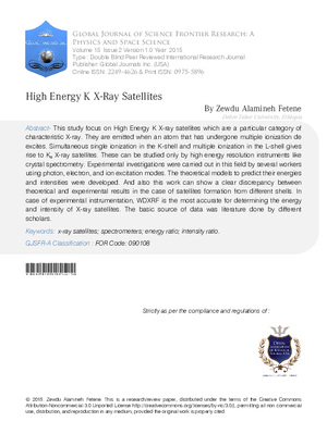 High Energy K X-Ray Satellites