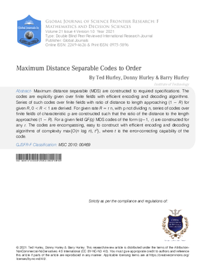 Maximum Distance Separable Codes to Order