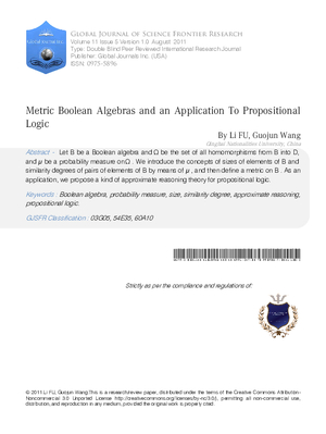 Metric Boolean Algebras and an Application to Propositional Logic
