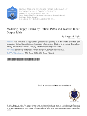 Modeling Supply Chains by Critical Paths and Leontief Input-Output Table