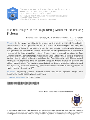 Modified Integer Linear Programming Model for Bin-Packing Problems