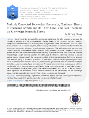 Multiply Connected Topological Economics, Nonlinear Theory of Economic Growth and Its Three Laws, and Four Theorems on Knowledge Economic Theory