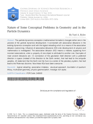 Nature of some Conceptual Problems in Geometry and in the Particle Dynamics