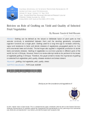 Reiview on Role of Grafting on Yield and Quality of Selected Fruit Vegetables