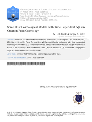 Some Dust Cosmological Models with Time Dependent I(t) in Creation Field Cosmology