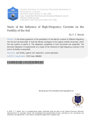 Study of the Influence of High-Frequency Currents on the Fertility of the Soil