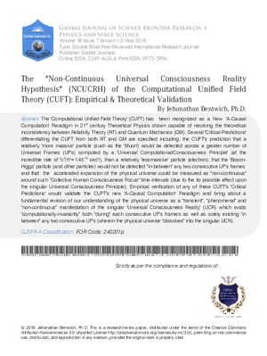 The Non-Continuous Universal Consciousness Reality Hypothesis (NCUCRH) of the Computational Unified Field Theory (CUFT): Empirical 