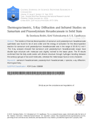 Thermogravimetric, X-ray diffraction and Infrared Studies on Samarium and Praseodymium Hexadecanoate in Solid State