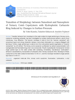 Transition of Morphology between Nanosheet and Nanosphere of Ternary Comb Copolymers with Hydrophobic Carbazole Ring Induced by Changes in Surface Pressure