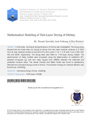 Mathematical modeling of thin-layer drying of shrimp