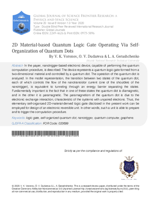 2D Material-based Quantum Logic Gate Operating Via Self-Organization of Quantum Dots