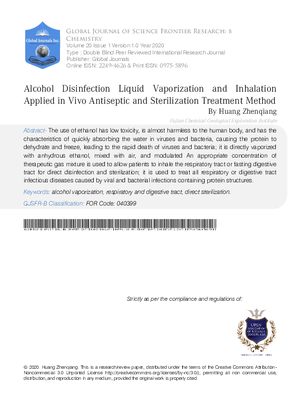 Alcohol Disinfection Liquid Vaporization and Inhalation Applied in Vivo Antiseptic and Sterilization Treatment Method
