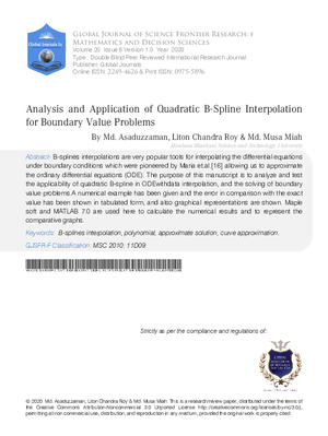 Analysis and Application of Quadratic B-spline Interpolation for Boundary Value Problems