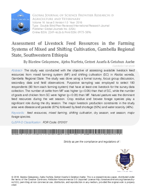 Assessment of Livestock Feed Resources in the Farming Systems of Mixed and Shifting Cultivation, Gambella Regional State, Southwestern Ethiopia
