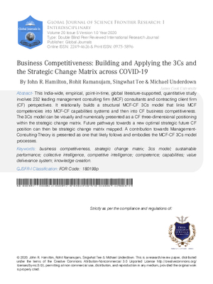 Business Competitiveness: Building and Applying the 3Cs and the Strategic Change Matrix Across COVID-19