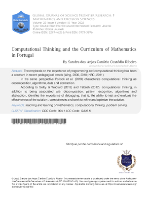 Computational Thinking and the Curriculum of Mathematics in Portugal