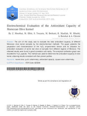 Electrochemical Evaluation of the Antioxidant Capacity of Moroccan Olive Kernel