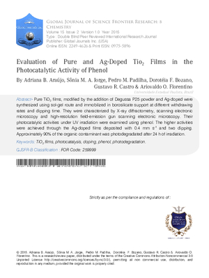 Evaluation of Pure and Ag-Doped Tio2 Films in the Photocatalytic Activity of Phenol