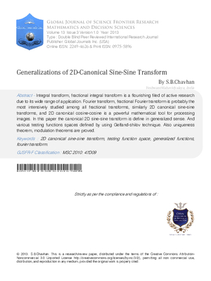 Generalizations of 2d-Canonical Sine-Sine Transform