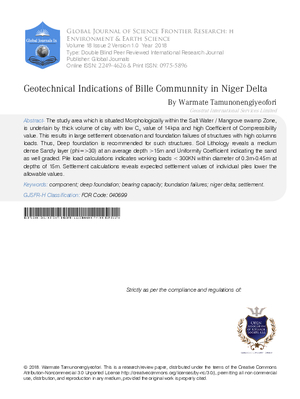 Geotechnical Indications of Bille Communnity in Niger Delta