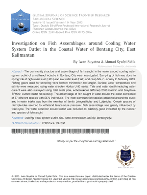 Investigation on Fish Assemblages around Cooling Water System Outlet  in the Coastal Water of Bontang City, East Kalimantan