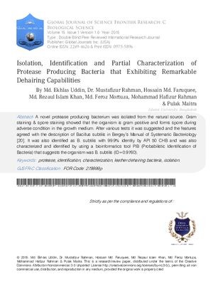 Isolation, Identification and Partial Characterization of Protease Producing Bacteria that Exhibiting Remarkable Dehairing Capabilities