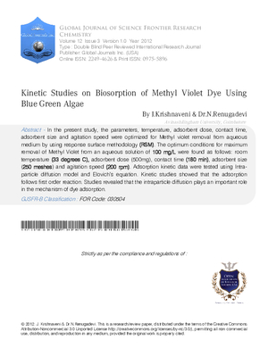 Kinetic Studies on Biosorption of Methyl Violet Dye Using Blue Green Algae