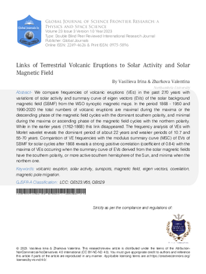 Links of Terrestrial Volcanic Eruptions to Solar Activity and Solar Magnetic Field