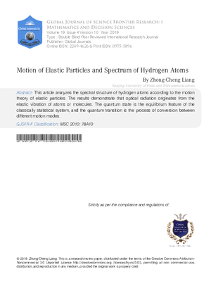 Motion of Elastic Particles and Spectrum of Hydrogen Atoms
