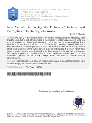 New Methods for Solving the Problem of Radiation and Propagation of Electromagnetic Waves
