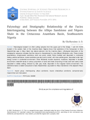 Palynology and Stratigraphy Relationship of the Facies Intertongueing between the Afikpo Sandstone and Nkporo Shale in the Cretaceous Anambara Basin,  Southeastern Nigeria