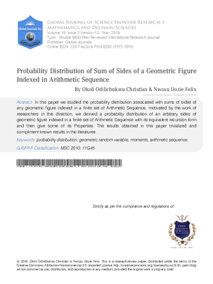 Probability Distribution of Sum of Sides of a Geometric Figure Indexed in Arithmetic Sequence