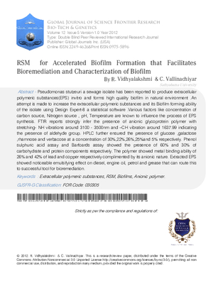 RSM for Accelerated Biofilm Formation That Facilitates Bioremediation and Characterization of Biofilm