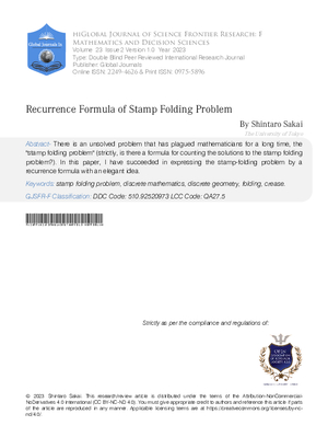 Recurrence Formula of Stamp Folding Problem