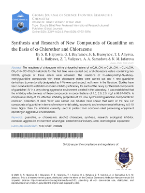 Synthesis and Research of New Compounds of Guanidine on the Basis of α-Chlorether and Chlorazone